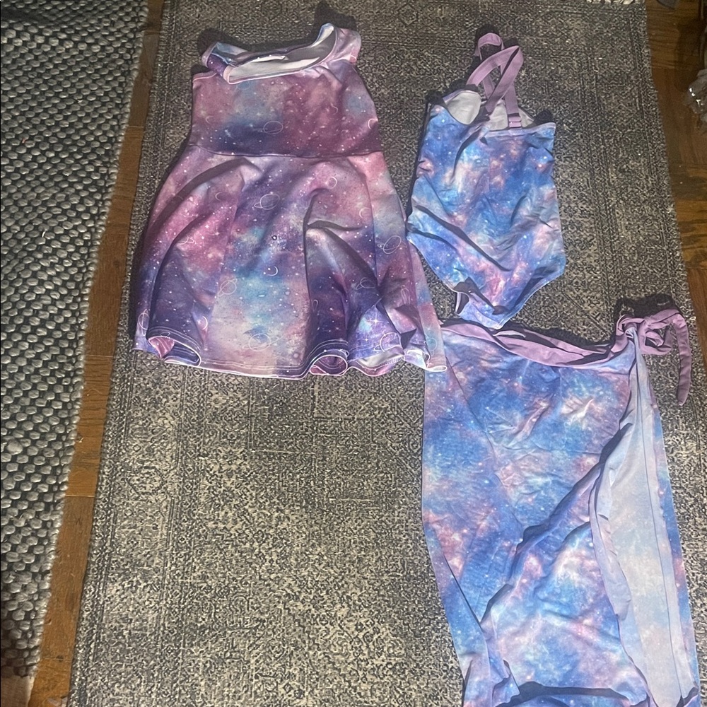 Galaxy Print Kids Swim One Piece